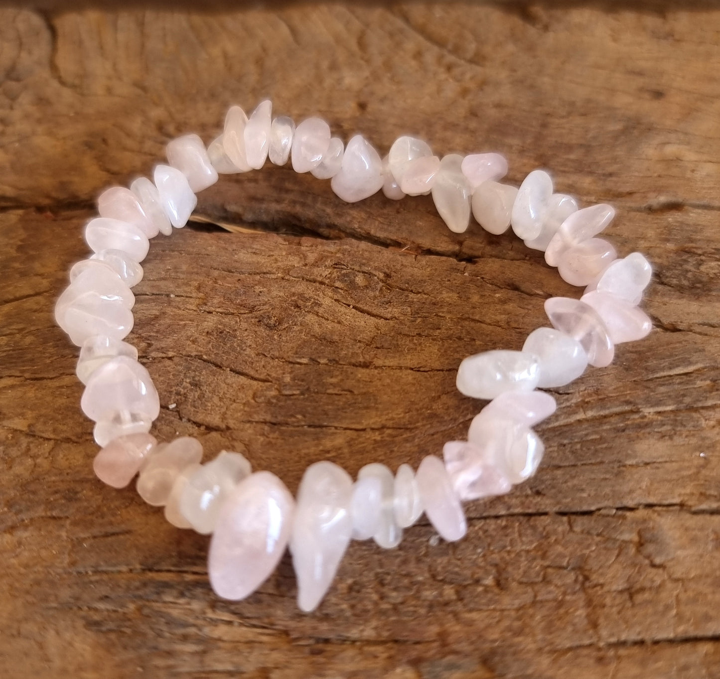 ROSE QUARTZ SMALL CHIPPED BRACELET - LOVE