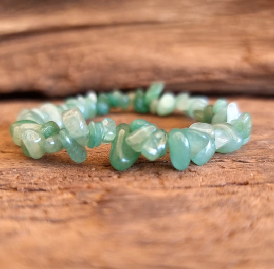 GREEN AVENTURINE  CHIPPED BRACELET - PROSPERITY & GOOD FORTUNE