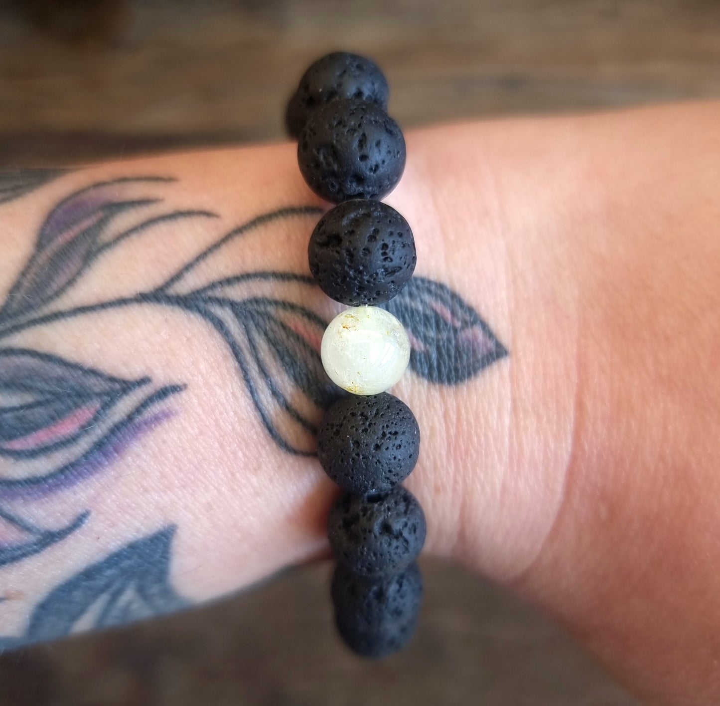 LAVA STONE DIFFUSER BRACELET WITH CITRINE 10mm- GROUNDING