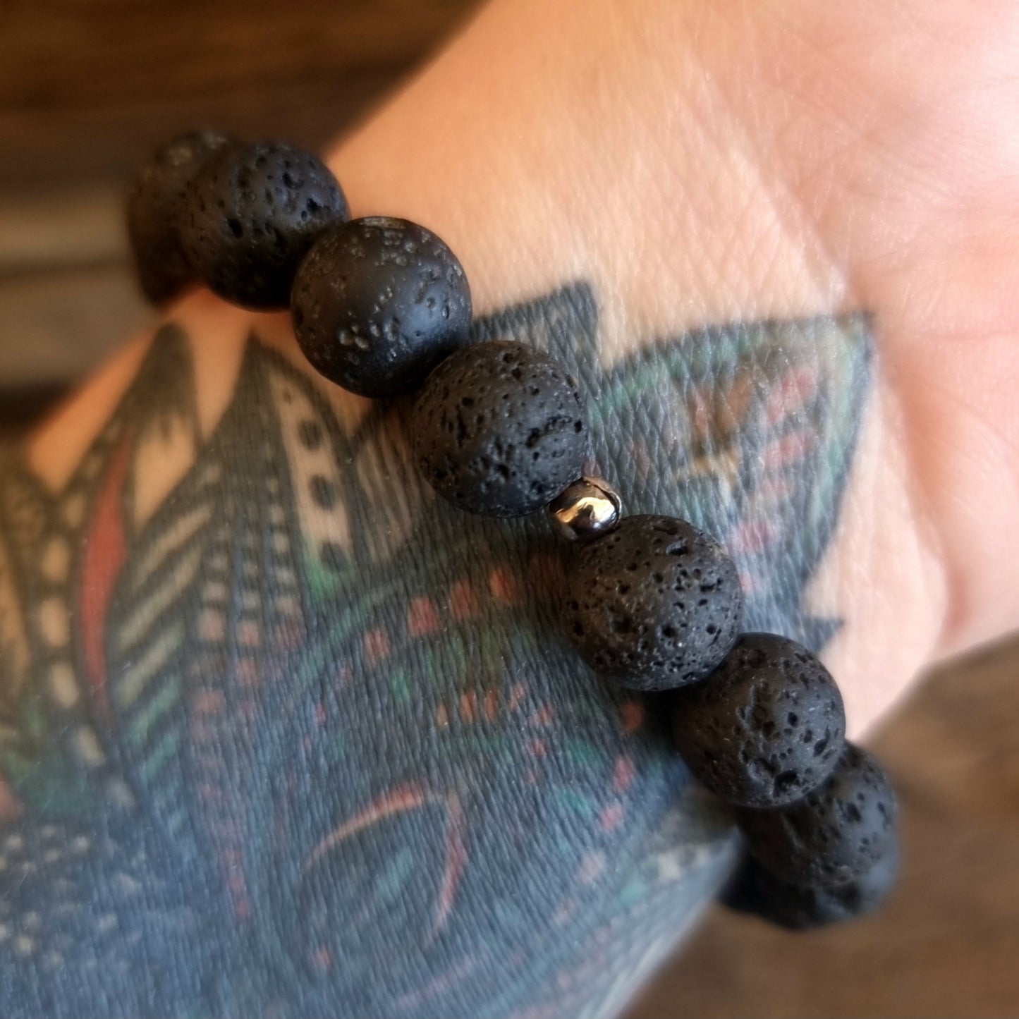 LAVA STONE DIFFUSER BRACELET WITH CITRINE 10mm- GROUNDING