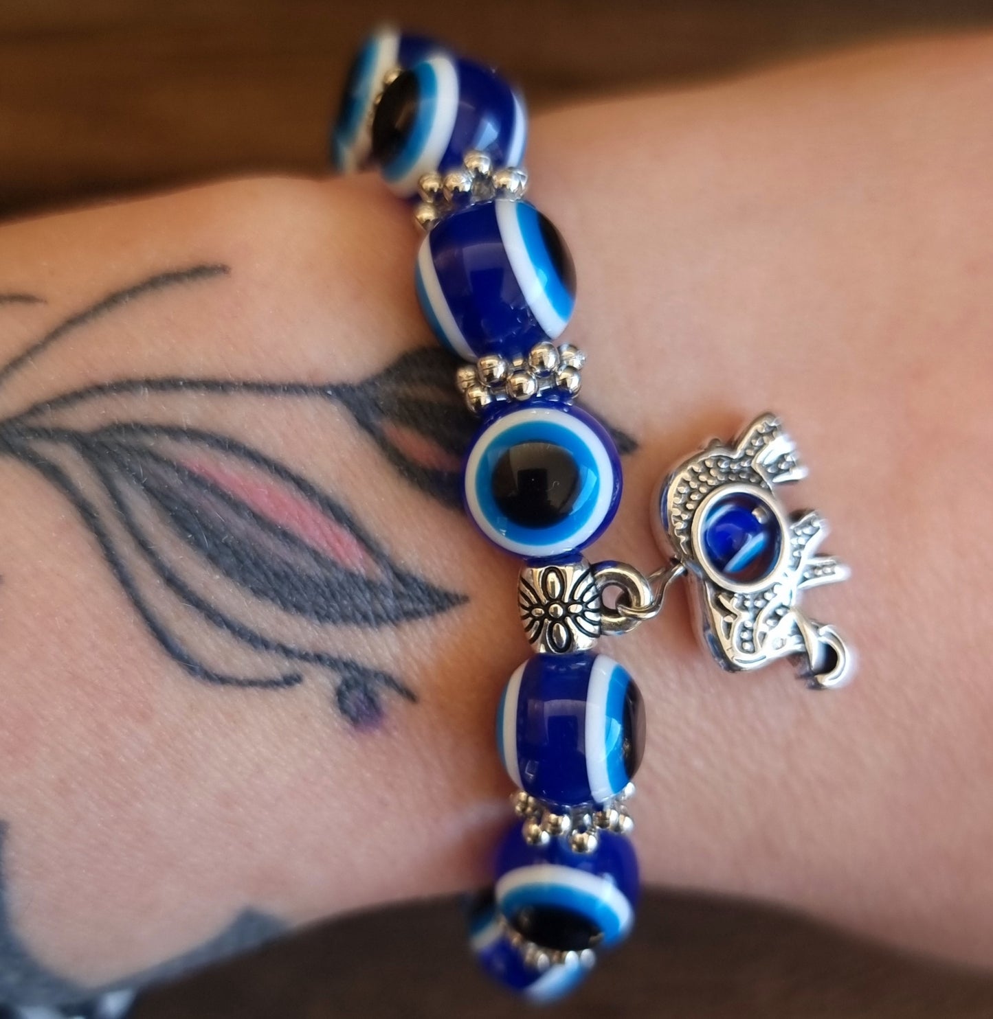 AGAINST EVIL EYE ELEPHANT CHARM BRACELET 10 mm - PROTECTION AGAINST JEALOUSY