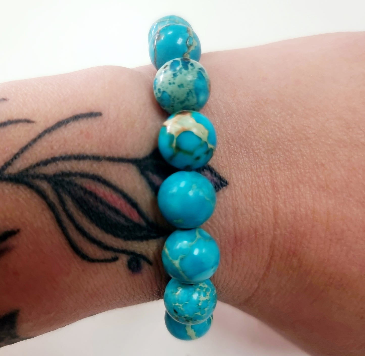 BLUE IMPERIAL PINE JASPER ENERGY BRACELET 10 mm - SPIRITUAL GROWTH