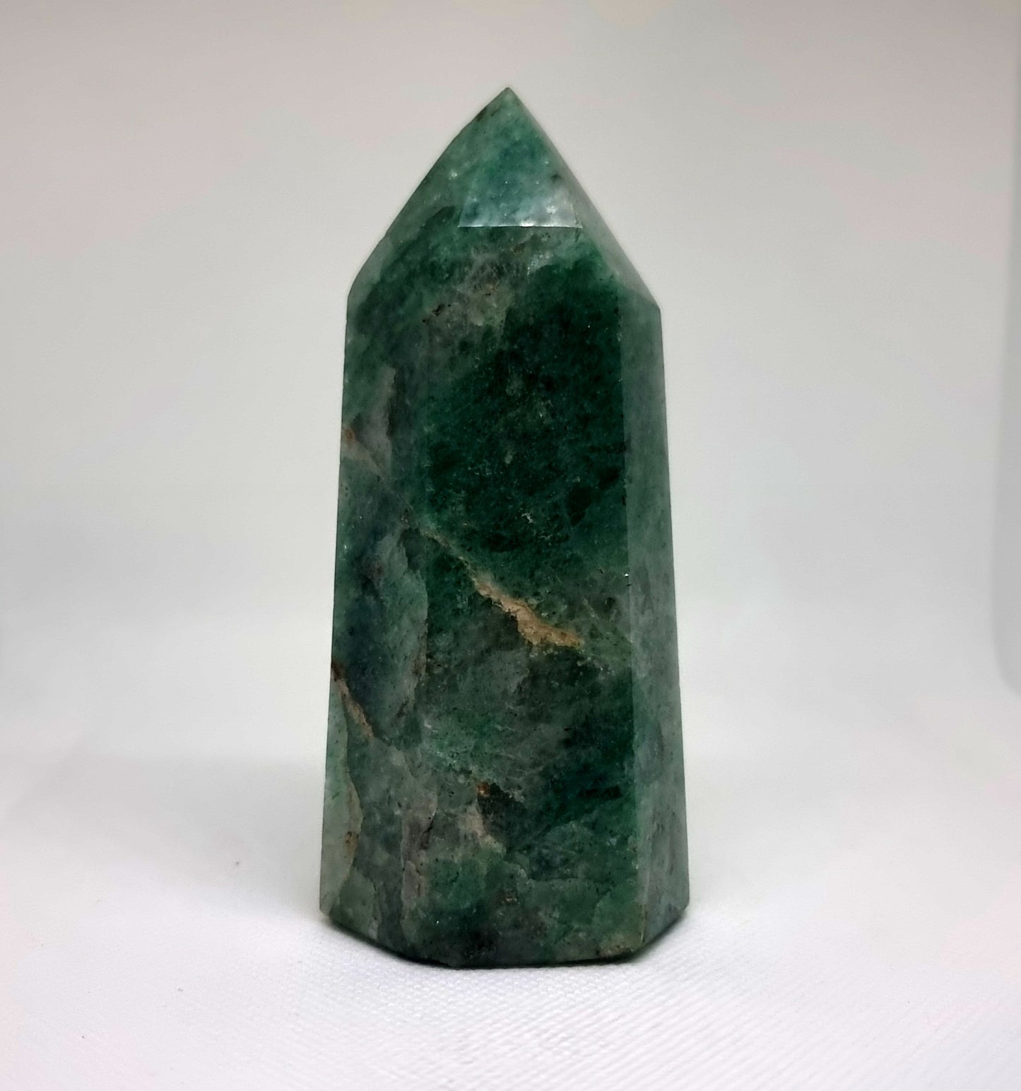 GREEN FUCHSITE QUARTZ WITH PYRITE & MICA SPECS TOWER 345g