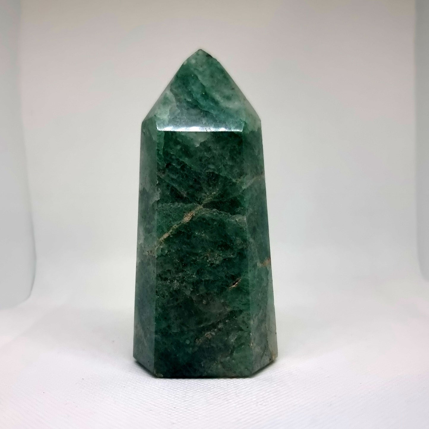 GREEN FUCHSITE QUARTZ WITH PYRITE & MICA SPECS TOWER 345g