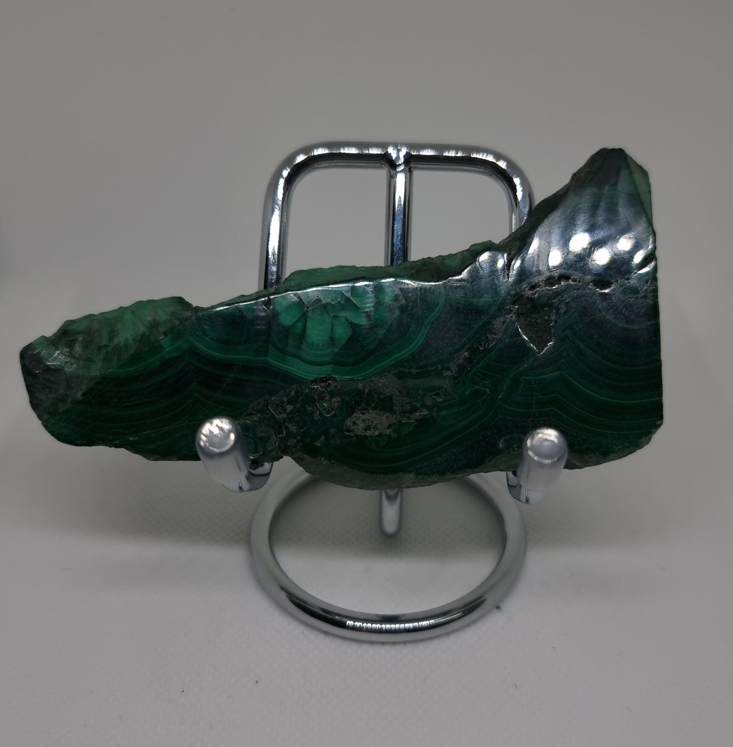 POLISHED FLOWER MALACHITE SLICE 110g - HEART HEALER