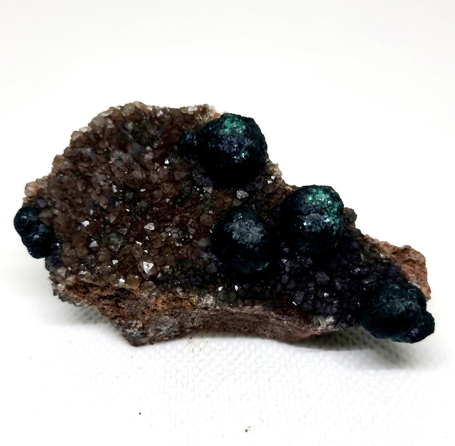 RARE BALL MALACHITE ON DRUZY QUARTZ 54g