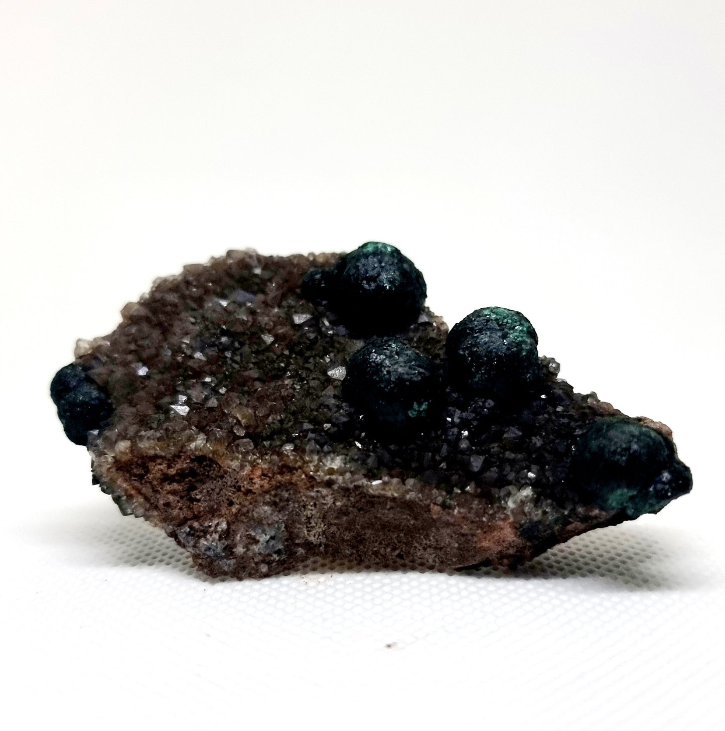RARE BALL MALACHITE ON DRUZY QUARTZ 54g