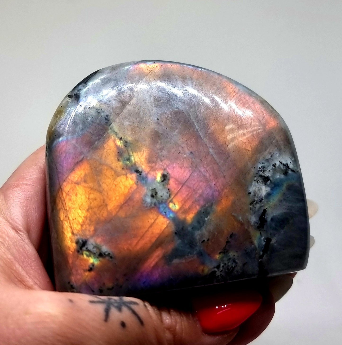RARE POLISHED PURPLE SUNSET LABRADORITE FREEFORM 289g - CLAIRVOYANCE