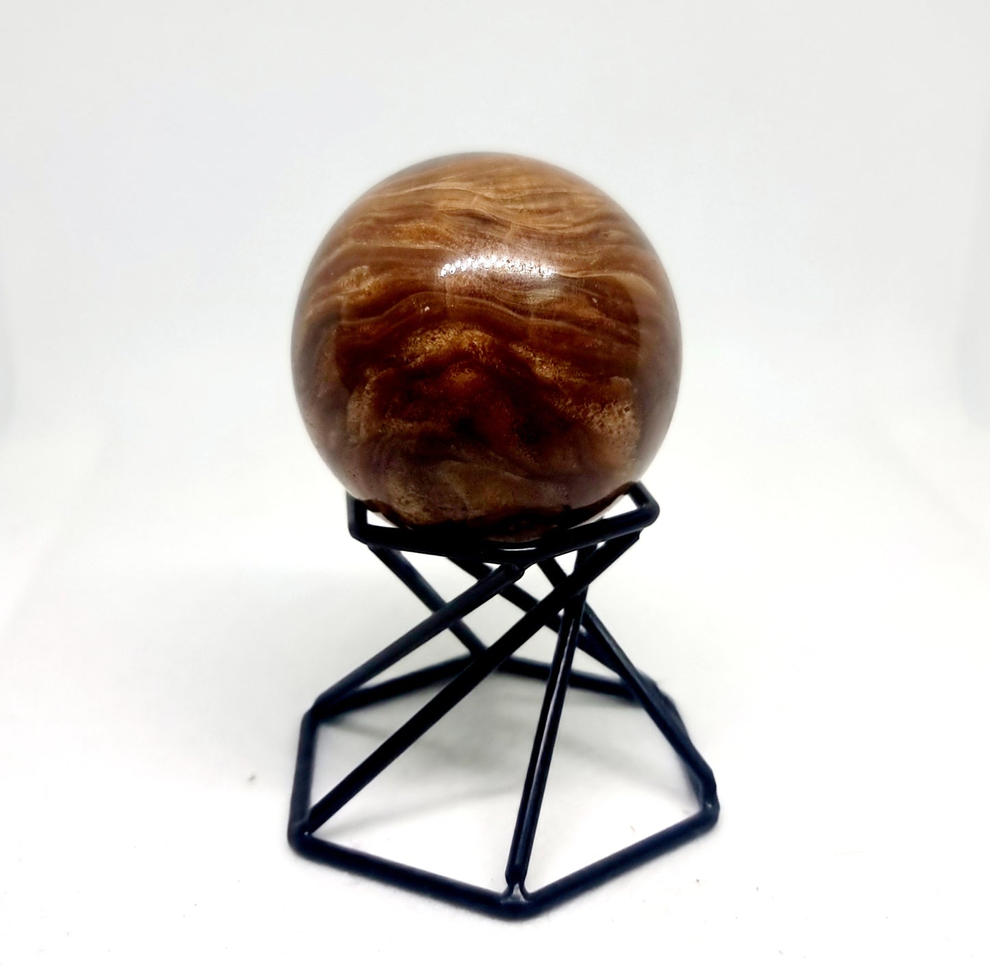 CARAMEL SWIRL ARAGONITE POLISHED SPHERE (B) 5 cm - PATIENCE