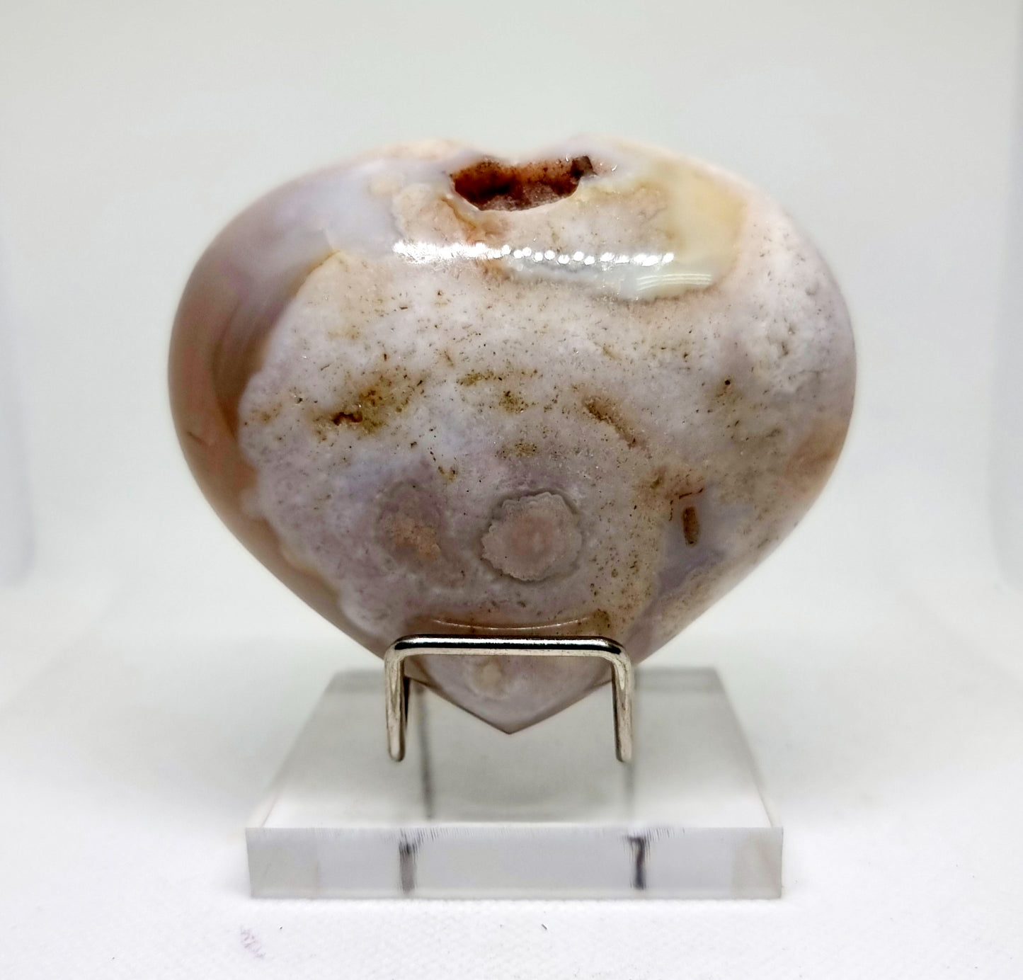 CORAL FLOWER AGATE POLISHED HEART 9 x 7.5 cm - HEALING PAST TRAUMA