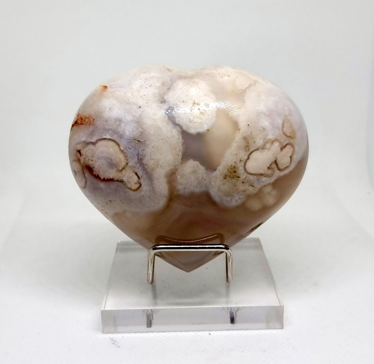 CORAL FLOWER AGATE POLISHED HEART 9 x 7.5 cm - HEALING PAST TRAUMA