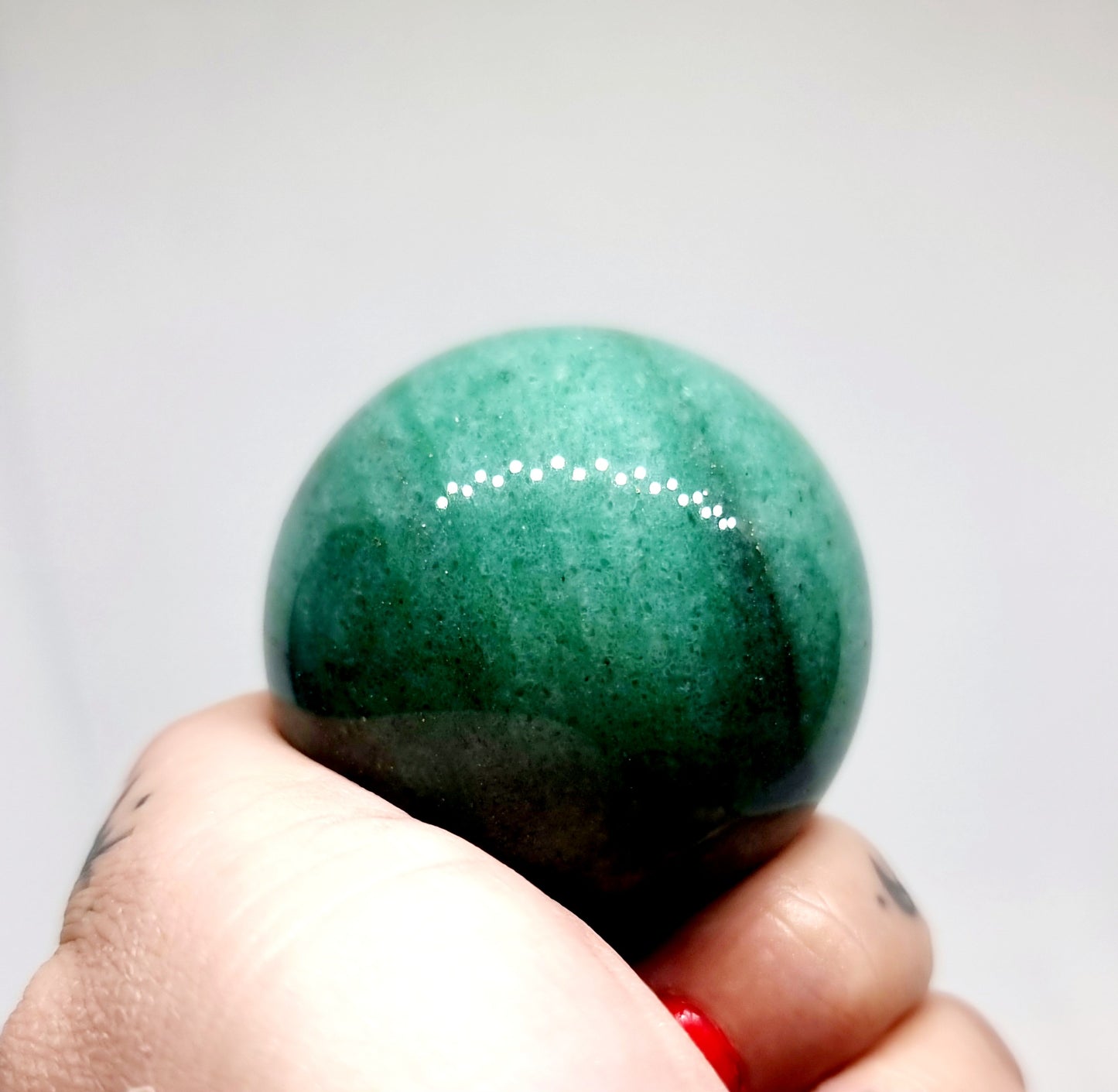 GREEN FUCHSITE QUARTZ WITH PYRITE SPHERE 4 cm - WEALTH & PROSPERITY