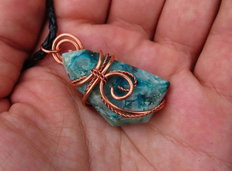 AJOITE IN MATRIX COPPER WIRE WRAPPED NECKLACE - EMOTIONAL RESCUE
