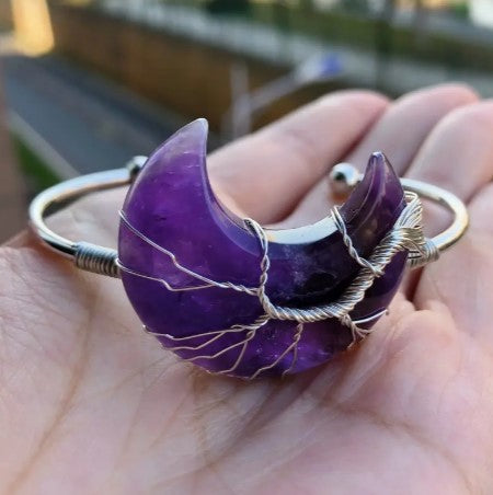 AMETHYST ENERGY MOON BANGLE - PSYCHIC ABILITIES