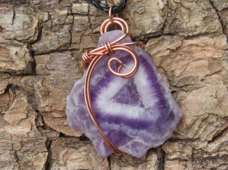 AMETHYST SLICE IN COPPER WIRE NECKLACE - PSYCHIC ABILITIES