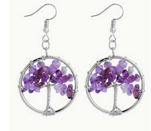 AMETHYST TREE OF LIFE EARRINGS - PSYCHIC ABILITIES