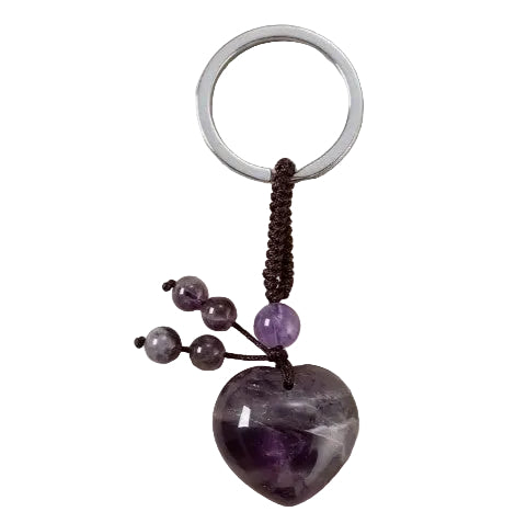 AMETHYST POLISHED HEART KEYCHAIN - PSYCHIC ABILITIES
