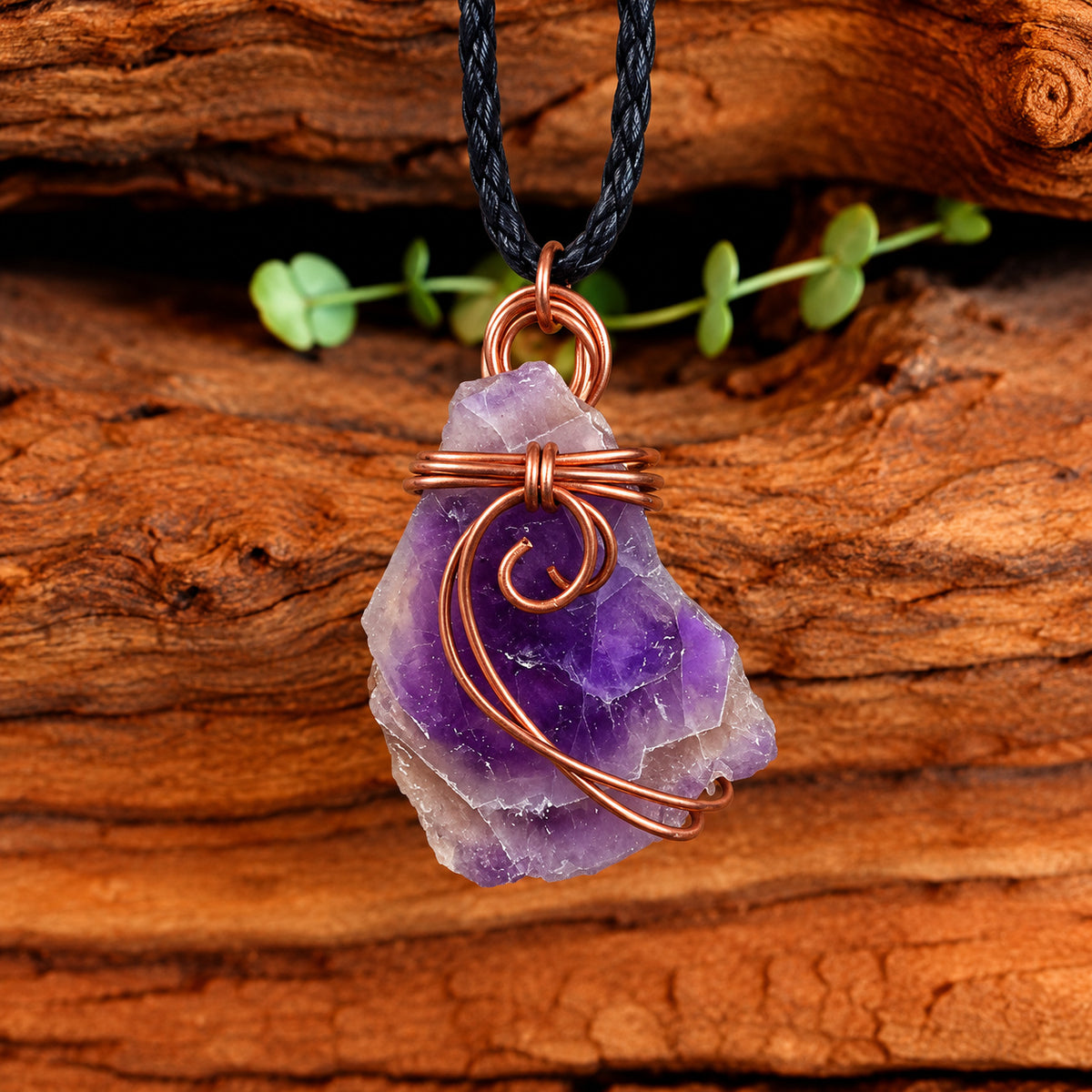AMETHYST COPPER WIRE WRAPPED NECKLACE