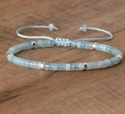 AQUAMARINE NUGGET BRACELET ADJUSTABLE - EMOTIONAL BALANCE