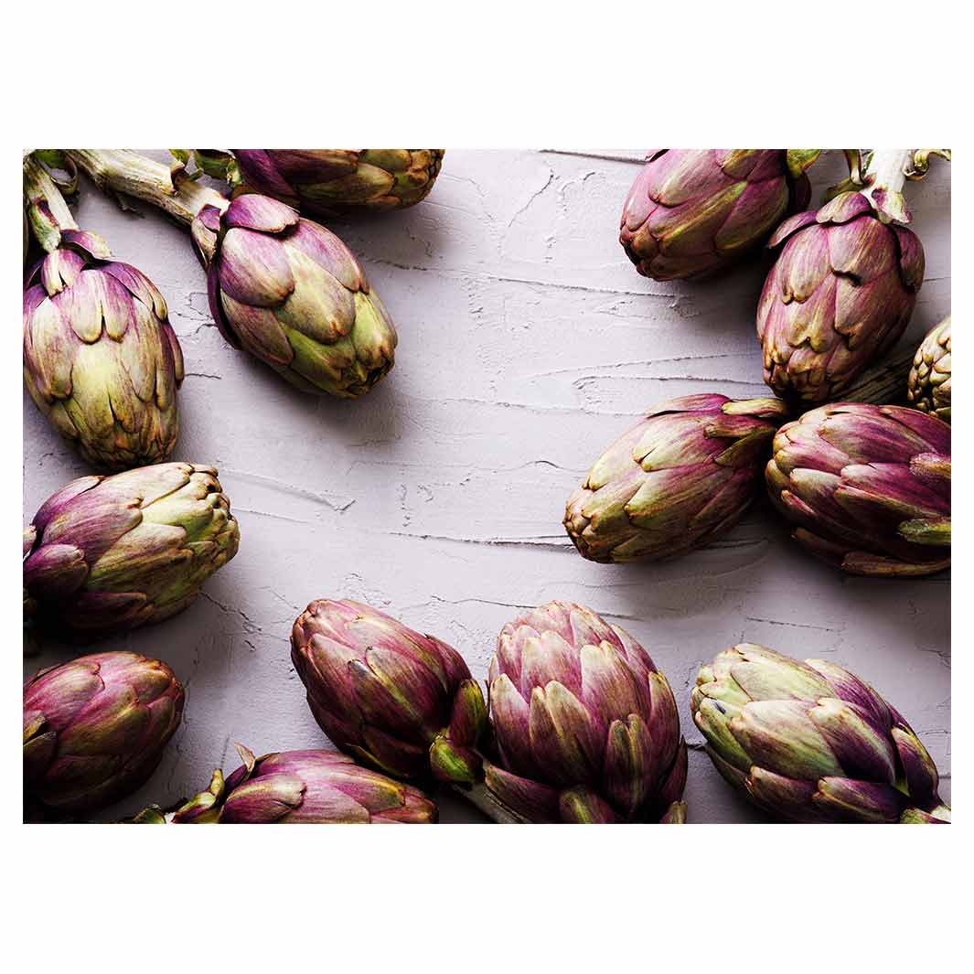 ARTICHOKE DARK PURPLE ON GREY KITCHEN TOWEL