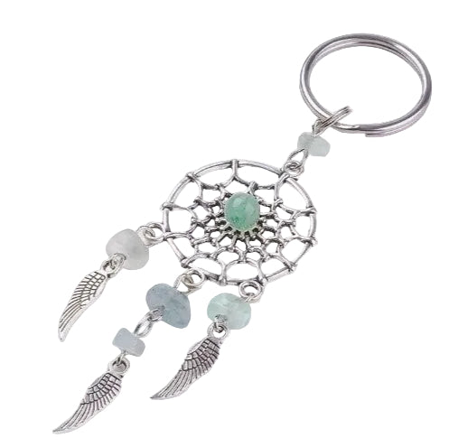 GREEN AVENTURINE DREAMCATCHER KEYCHAIN - PROSPERITY & GOOD FORTUNE