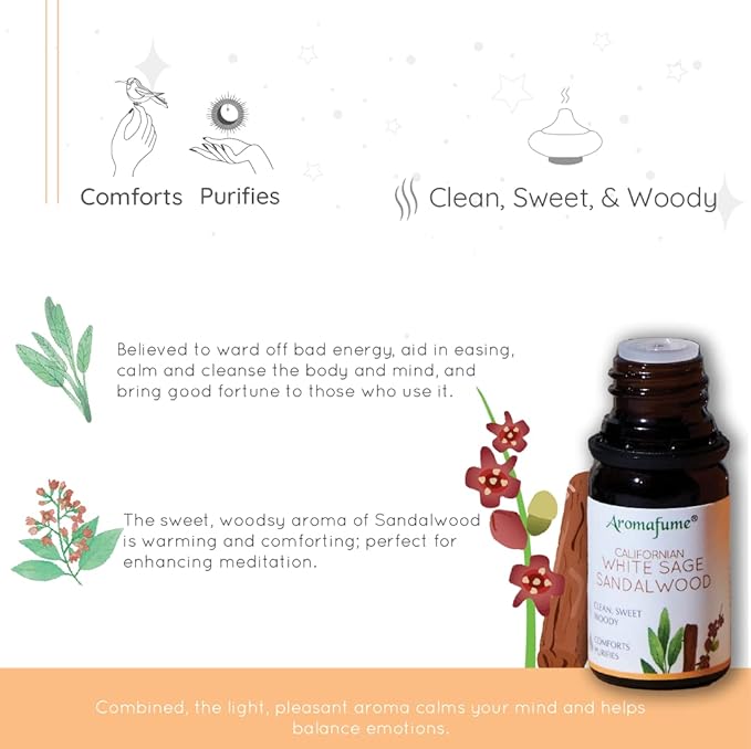 AROMAFUME WHITE SAGE ESSENTIAL OILS BLEND SET