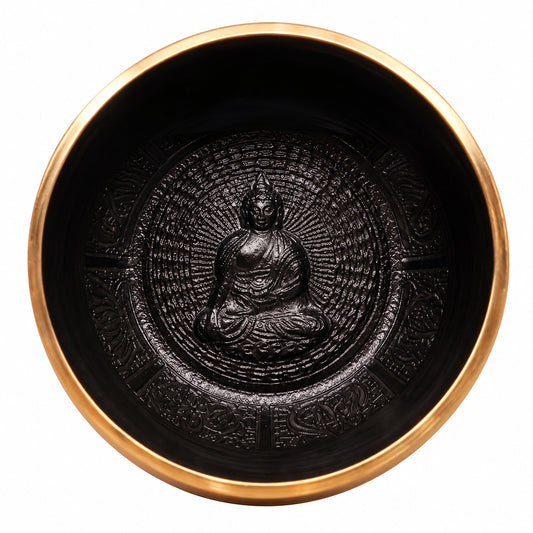 BLACK MANTRA TIBETAN BRASS SINGING BOWL