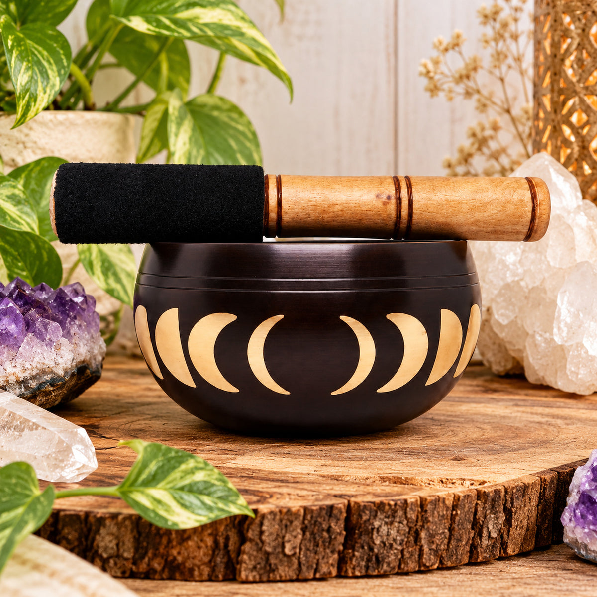 BLACK MOON PHASE TIBETAN BRASS SINGING BOWL