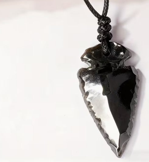 BLACK OBSIDIAN ARROWHEAD NECKLACE - PROTECTION