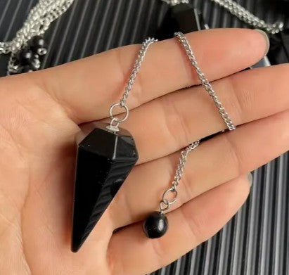 BLACK OBSIDIAN LRG PENDULUM - DIVINATION
