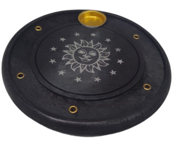 ROUND BLACK GALAXY INCENSE BURNER