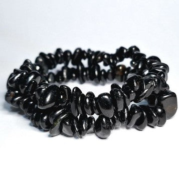 BLACK TOURMALINE CHIPPED BRACELET - SHAMANIC PROTECTION