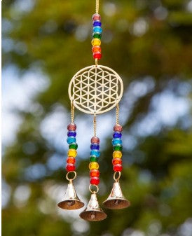BRASS FLOWER OF LIFE HANGING WITH BELLS