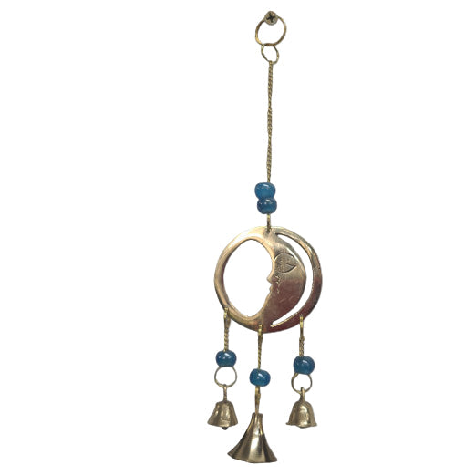 BRASS MOON HANGING WITH BELLS
