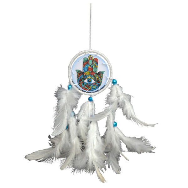WHITE DREAMCATCHER WITH HAMSA HAND