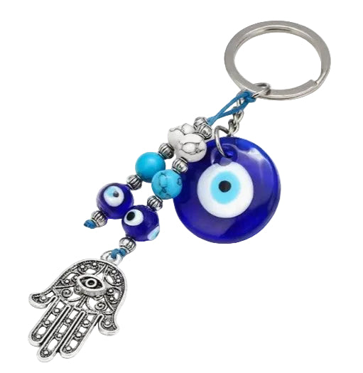 HAMSA HAND EVIL EYE BEADED KEYCHAIN - WARD OFF EVIL EYE