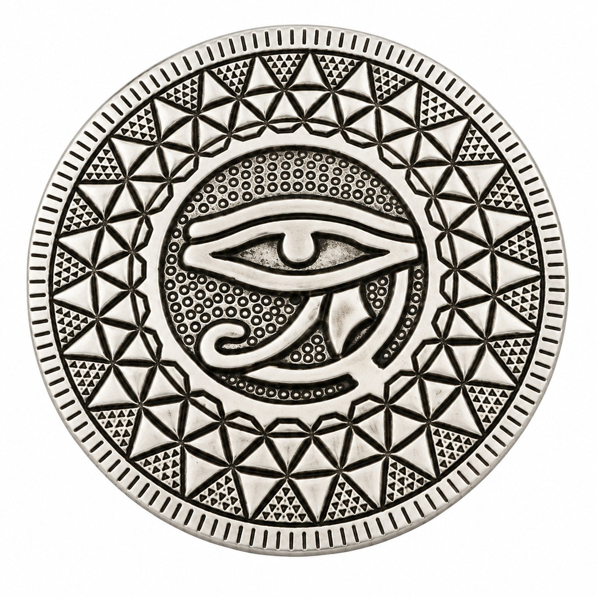 ROUND METAL EYE OF HORUS INCENSE BURNER