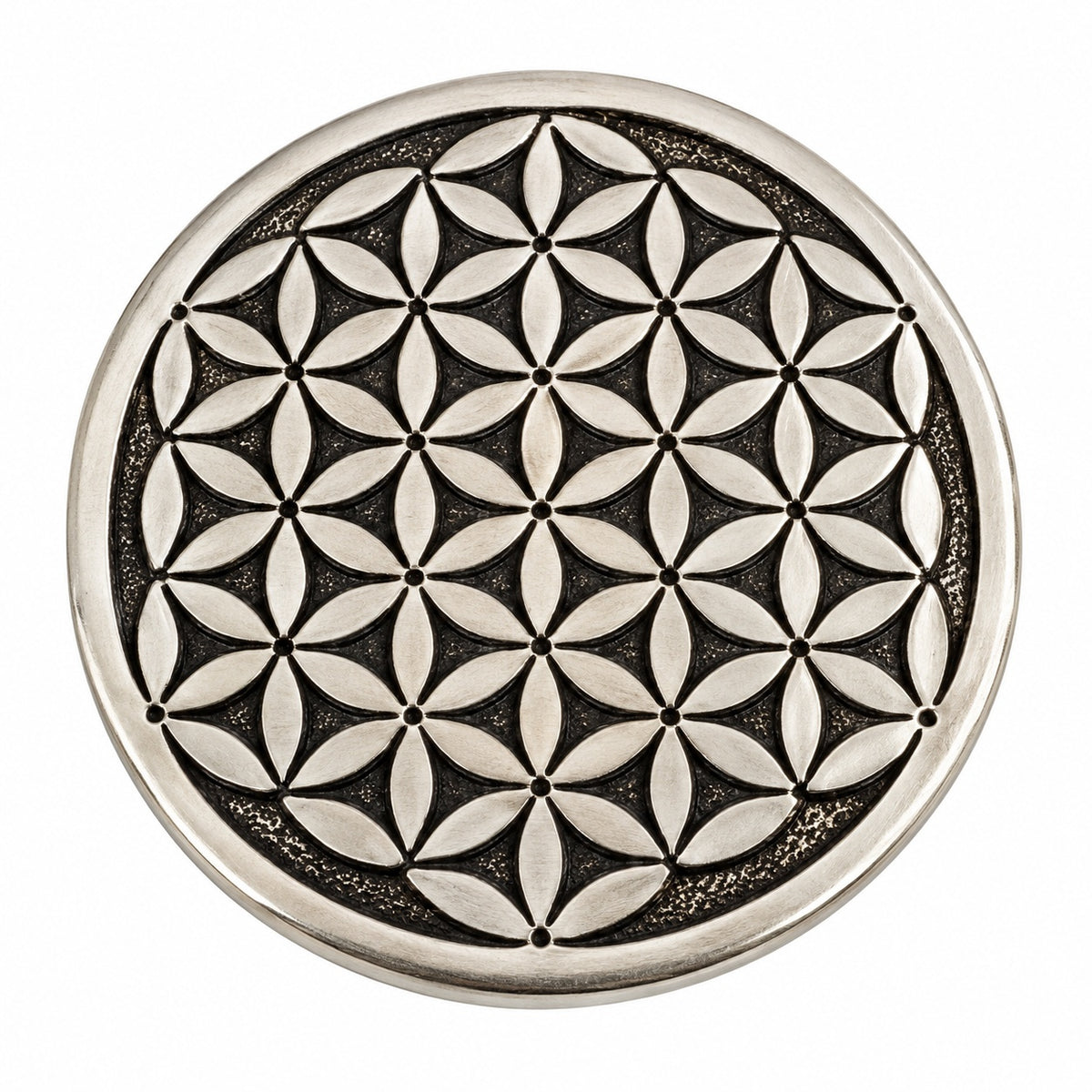 ROUND METAL FLOWER OF LIFE INCENSE BURNER