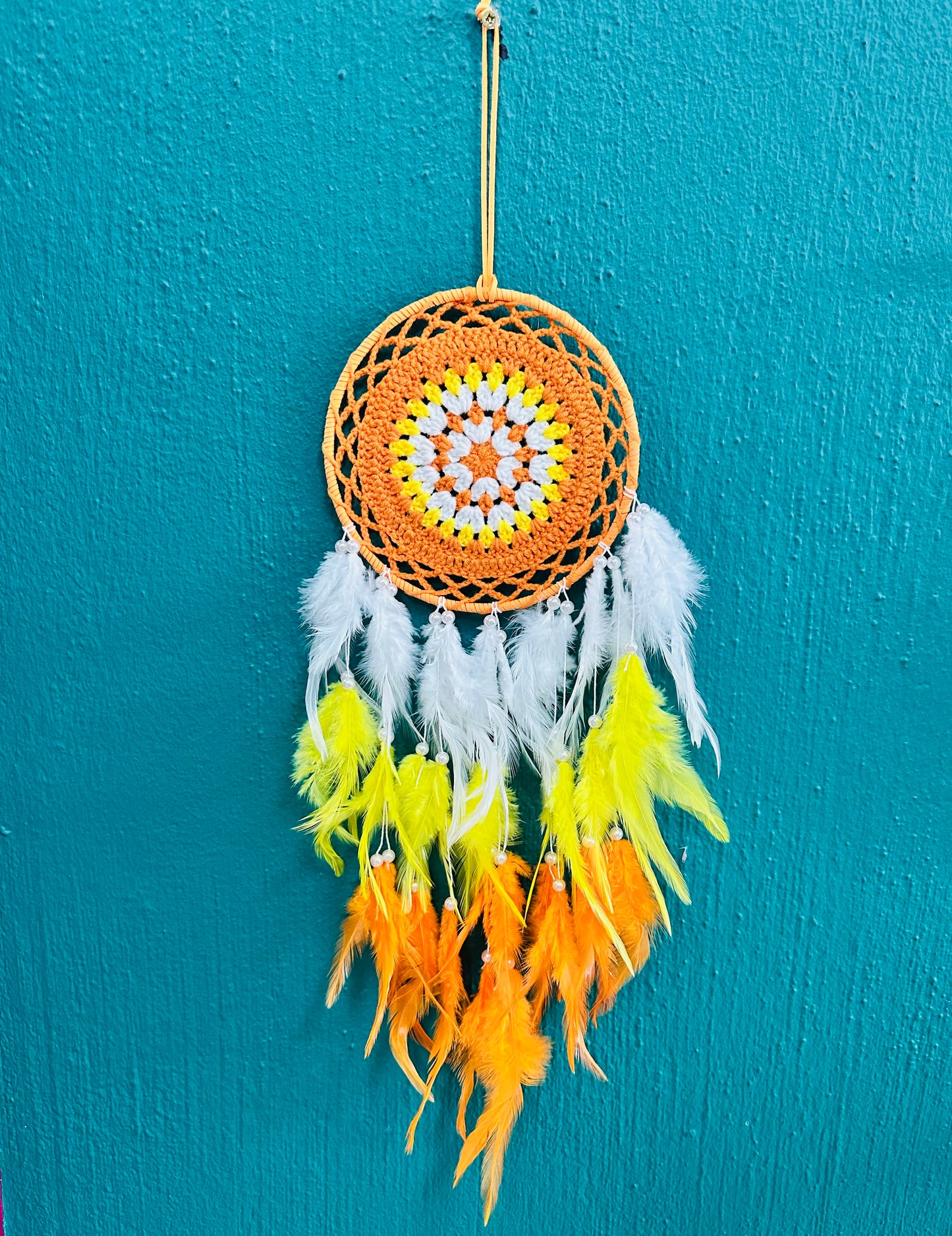 ORANGE, YELLOW & WHITE DREAMCATCHER