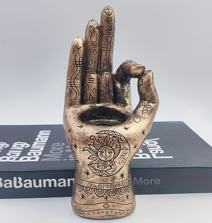 HAMSA HAND TEA LIGHT CANDLE HOLDER & INCENSE BURNER