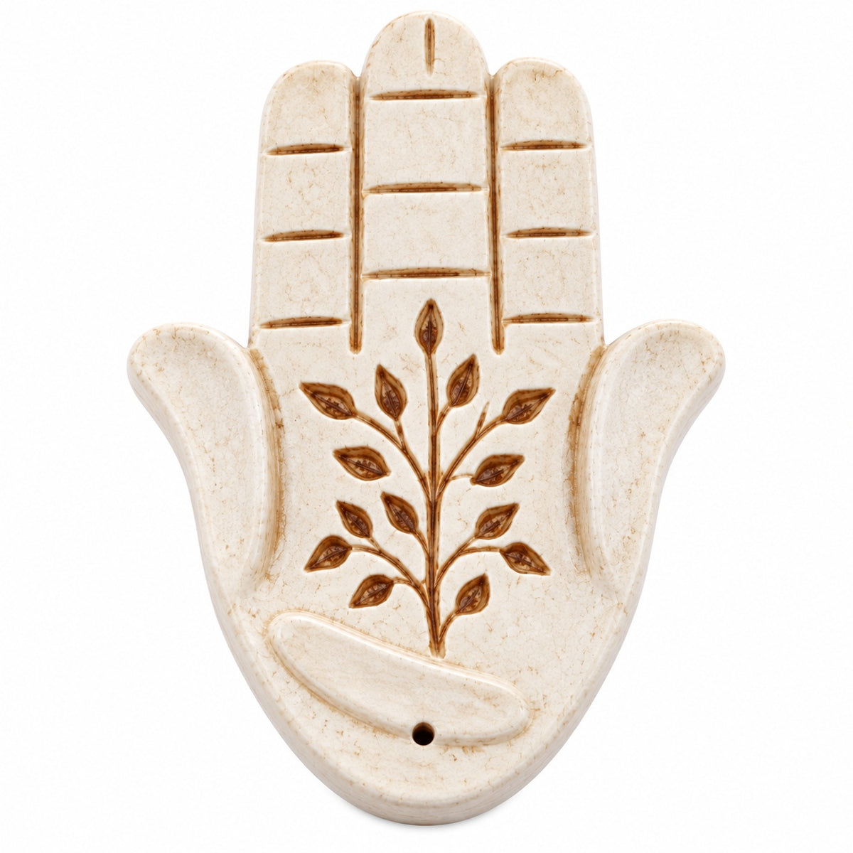 HAMSA HAND WHITE WOODEN INCENSE BURNER