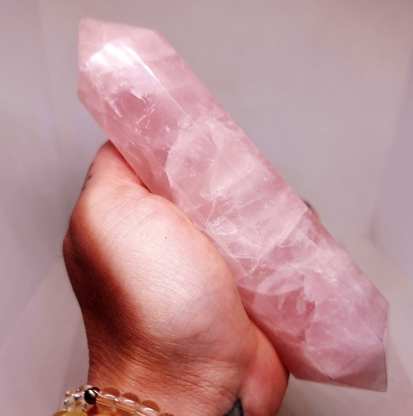 ROSE QUARTZ DOUBLE TERMINATED WAND - UNCONDITIONAL LOVE