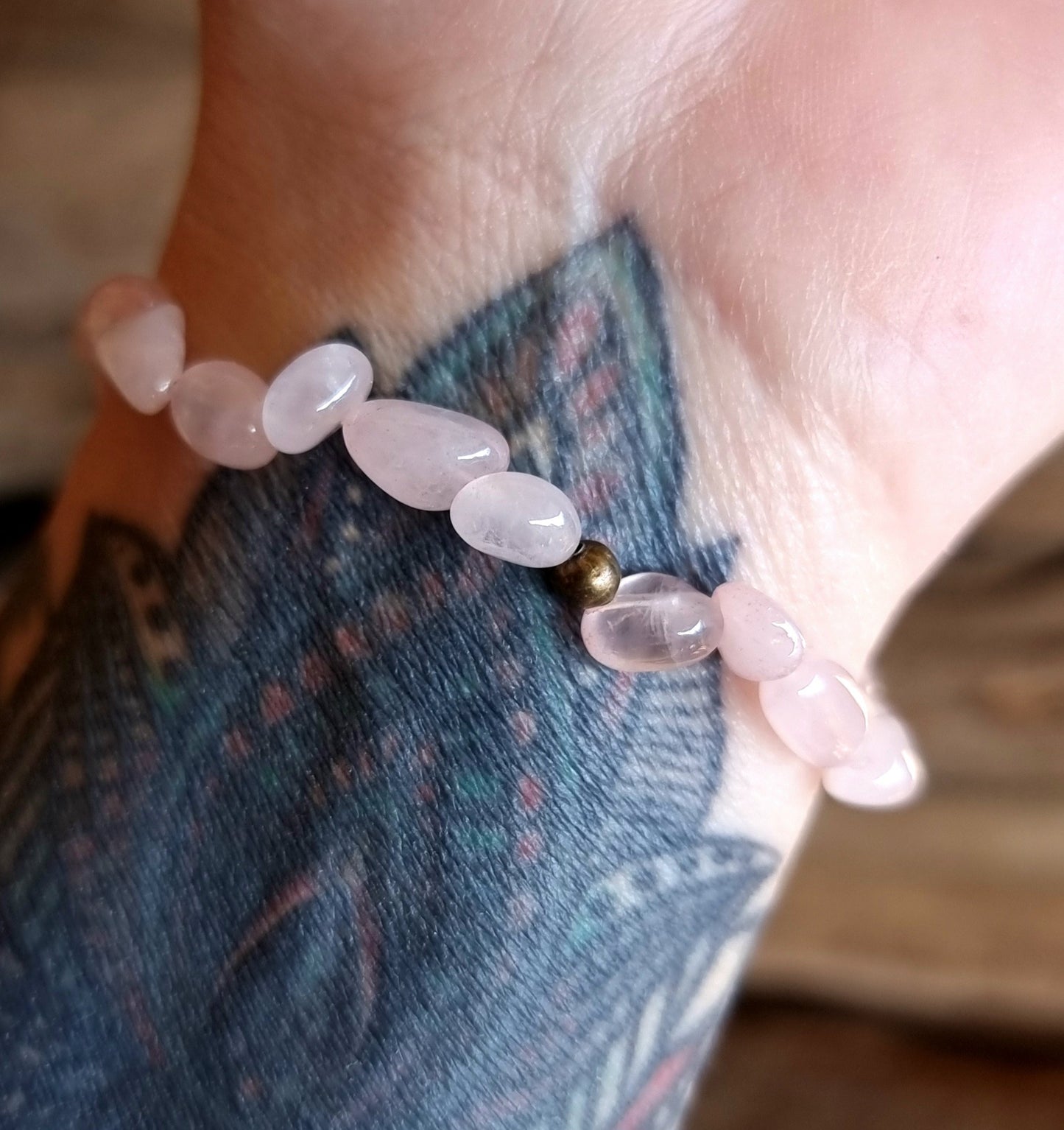 ROSE QUARTZ & PINK AGATE NUGGET BRACELET - UNCONDITIONAL LOVE