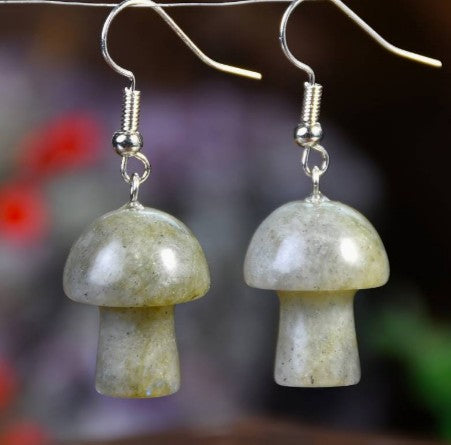 LABRADORITE MUSHROOM EARRINGS - MENTAL CLARITY