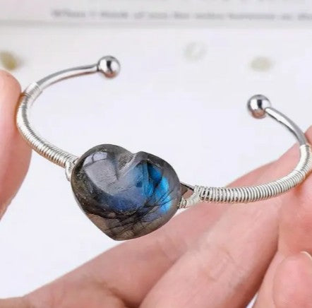 LABRADORITE WIRE WRAPPED ENERGY BANGLE - CREATIVITY