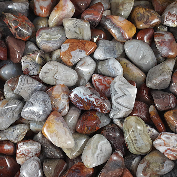 LAGUNA LACE AGATE TUMBLED POCKET STONES L - GROUNDING & PASSION