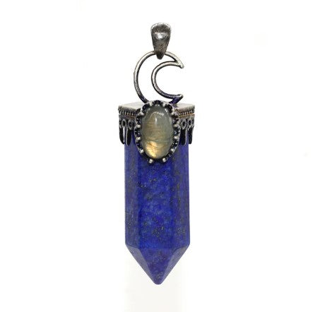 LAPIS LAZULI CRESCENT MOON PENDANT - INTUITION