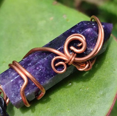 LEPIDOLITE COPPER WIRE WRAPPED NECKLACE - INTUITION