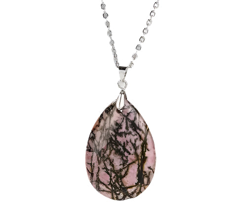 RHODONITE PENDANT NECKLACE - LOVE
