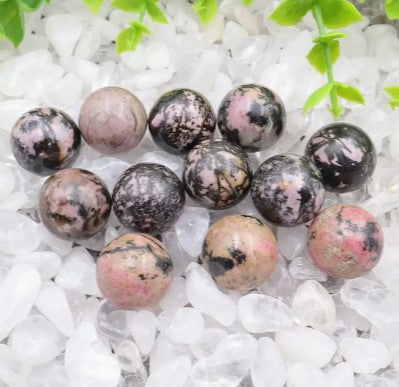 RHODONITE POLISHED SPHERES 1 cm - LOVE